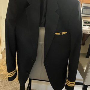 Crew Outfitters Single Breast 55/45 Poly Wool Pilot Blazer 38-TAILORED FOR SLIM